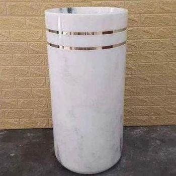 Marble Pedestal Wash Basin Color White Shape Round Material Marble Diameter 12inch Product Type Statue Pattern/Style - Victory Marble & Handicrafts - India
