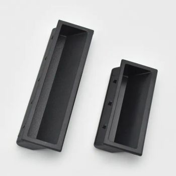 Plastic Black Handle Embedded Type Trumpet Handle Usage Door Weight 126g Color Silver Origin China Model NO. XK656 Trademark - Foshan Tonghuashun Stainless Steel Products Co., Ltd. - China