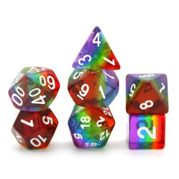 Manufacturers Custom Rpg Dnd 5 Colours Rainbow Dice Games Plastic Acrylic Resin Transparent Layered Polyhedral Dice Set - KN Gift Limited - China