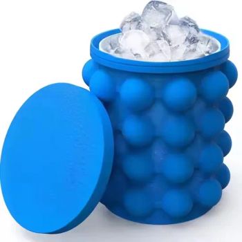 Bestselling Large Round Dark Blue Silicone Ice Cube Mold Tray Portable 2-in-1 Ice Bucket for Home Ice Maker - Changsha Chengtong Technology Co., Ltd. - China