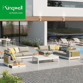 Hot Sale L Shape Outdoor Sofa Set Patio Sectional Aluminum Garden Sofas - Foshan Kingwell Industry Co., Ltd. - China