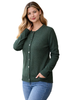 Green Plain Cashmere Cardigan – 100% Pure Himalayan Cashmere | OEM Manufacturer Nepal - Rita Cashmere - Nepal