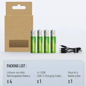 USB Rechargeable AAA Lithium Batteries, , Recharge Over 1200 Times, 600 mAh - Wenzhou Hexi Electronic Technology Co., Ltd. - China