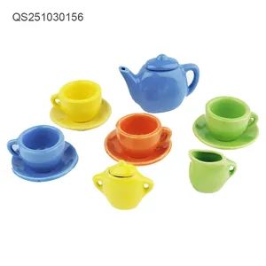 QS Toys Cross-Border Children's Pretend Play Role Playing Afternoon Tea Set of Colorful Ceramic Tea Sets Cups and Saucers Coffee Sets and Toy Sets - Jiangxi Ruidi Toy Co., Ltd - China
