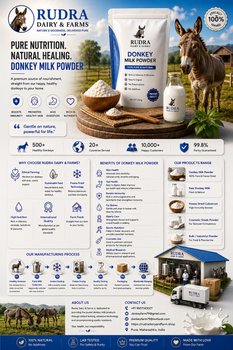 Donkey Milk Delivery Form Other Fat Content > 30% - 50% Age > 1 Month - 3 Months, > 12 Months - Rudra Dairy and Farms - India