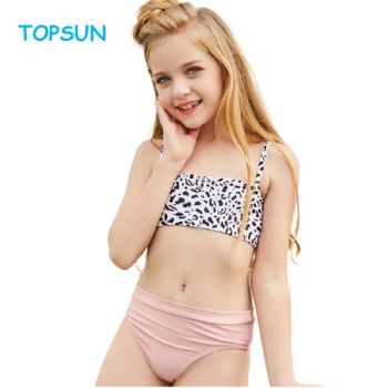 Full Printed Small Size Leopard Kids Clothing Baby Girls Swimwear Custom Childrens Swimwear for Girls - XIAMEN TOPSUN APPAREL CO., LTD. - China