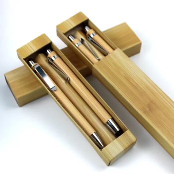 2 Pieces of Bamboo Pens, Bamboo Pens Carton Gift Box, Bamboo Ballpoint Pens with Customized Logo - Yunnan Hanyang Bamboo Crafts Co., Ltd. - China
