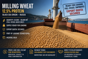 Milling Wheat 12.5% Protein – Black Sea Origin - Zena Trade - Switzerland