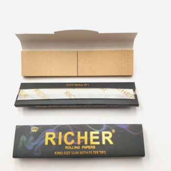 Natural Arabic Gum Unbleached or Bleached Rolling Paper with Filter - GUANGZHOU RICHER IMPORT AND EXPORT TRADE CO.,LTD. - China