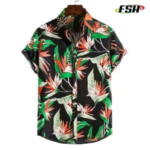 Custom Logo Design Sublimation Print Beach Wear Polyester Button Down Hawaiian Shirt - Dongguan Fshsportswear Co., Ltd. - China