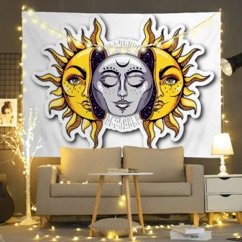 Popular Design Black and White Mystic Tapestry Wall Hangings, in Stock Sun and Moon Custom Tpestry Blanket - Yiwu City Qingzhou Digital Printing Co., Ltd. - China