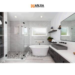 Premium Tempered Glass Sliding Shower Doors for Bathrooms MOQ 1 Set Size Custom Size Shape One-Shaped Trademark WANJIA Open Style - Foshan Wanjia Window and Door Co., Ltd. - China