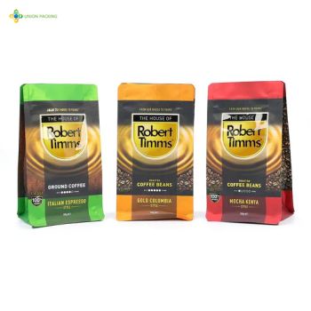 Coffee Packaging Bags with Valve Flat Bottom Zipper Pouch HS Code 3923210000 Usage Coffee Packaging MOQ Quantity 10000 - Yishui Union Packing Products Co., Ltd. - China