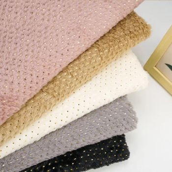 100% Polyester Gold Stamp Cony Fleece Fabric Faux Fur Fabrics Rabbit Fleece Fabric Composition for Making Clothes Home Decoration - Hangzhou K&M Textile Co., Ltd. - China