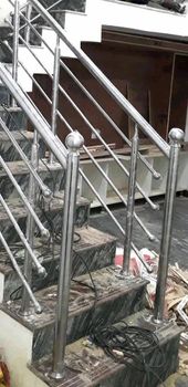 Silver Stainless Steel Round Stair Railing Modern No Color Silver Position Balcony Material Grade SS 304 Usage/Application - S.S Craft & Fabricator - India