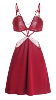 Cut-Outs with Bra Pads and Pearl Chain Decorative Backless Silk Nightgowns - Market Union Co. Ltd. - China