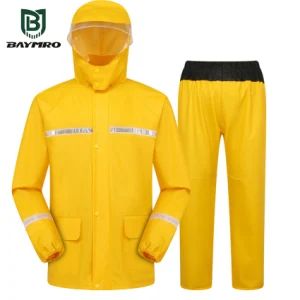 Yellow High Visibility Reflective Waterproof Breathable Rainwear PVC Raincoat Suit - Baymro Safety China Co., Ltd. - China