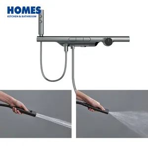 Cheap Digital Display Brass Shower Head Set Luxury Wall Mounted Bath Shower Faucets 4 Functions Bathroom Shower Set System - Zhongshan Homes Kitchenware Co., Ltd. - China