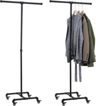Industrial Pipe Clothing Rack 62 Inch Heavy Duty 2 Way Pipe Clothes Rack Rolling Garment Display Racks for Hanging Clothing Garment Coat Retail Vendor - Hebei Jinmai Casting Co., Ltd. - China
