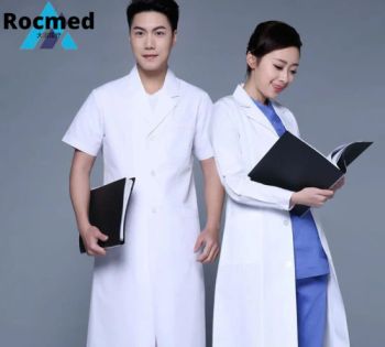 65%/35%, 100%Cotton, CVC, Polyester/Rayon/Spander Short/Long Sleeve Print Logo Medical Doctor Nurse Hospital Uniforms Doctor White Uniform Manufacturer - Zhangjiagang Roc Medical Technology Co., Ltd. - China