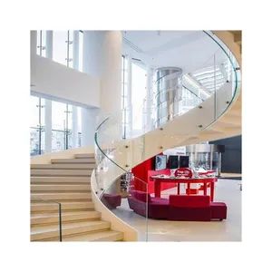 Contempprary Design Tempared Laminated Safety Glass Stair Treads Light Curved Stairs - Shenzhen Prima Housing Co., Ltd. - China