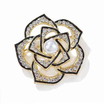Fashion Jewelry Brooches Rhinestone Flowers Brooch Brooches Color Gold Trademark / Model NO. XZ Plating Gold Gender - Yiwu Dely Import&Export Co., Ltd - China