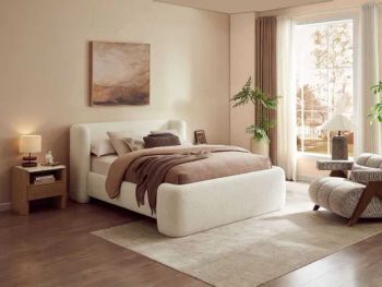 Nova White Lambswool Fabric King Size Bed with Storage Modern Upholstered Queen Beds - Guangdong Nova Furniture Co., Limited - China