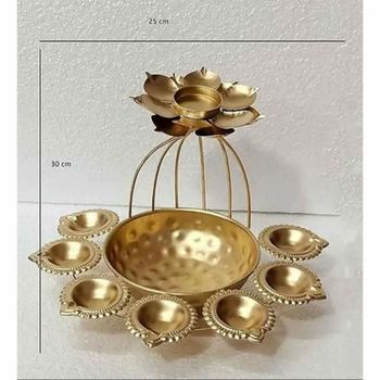 Golden Polished Metal Lotus Urli Bowl Flower Diya Color Golden Weight 150Gram Size 12x10 inch Shape Lotus Shape Country of Origin Made in - A N Handicrafts - India