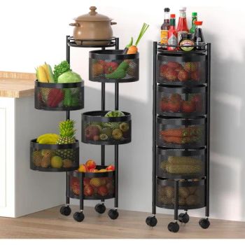 Multilayer Rotating Kitchen Shelf Rack, Storage Baskets for Fruit Snack Wbb29686 - Ningbo Ezfocus Co., Ltd. - China
