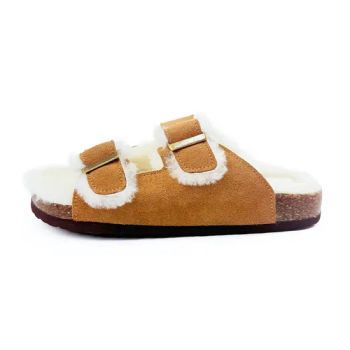 Hot Sale Popular Leather Slides Birken Stock Two Straps Sheepskin Indoor Slippers - Yangzhou Nuoxin Imp. & Exp. Co., Ltd. - China