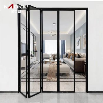 Folding Door Accordion Bi-Fold Residential Commercial Composite Interior Glass Folding Door Patio Doors Glass Folding Doors, Aluminum Alloy Folding Doors - Chengdu Mukeke Door and Window Manufacturing Co., Ltd. - China