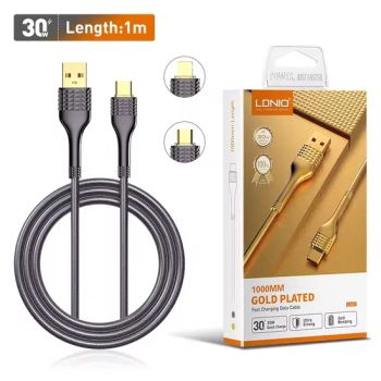 Ldnio Ls651 30W Fast Charging PVC Data Transfer USB Cable Type C Mobile Phone Charger Cables Gold Color 1m Data Cables - Guangdong Ldnio Electronic Technology Co., Ltd. - China