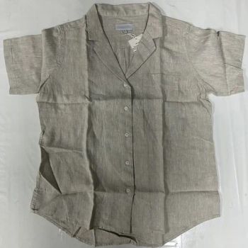Casual Linen Shirts for Women Custom Logo Short Sleeve Women's Blouses - Yiwu Kamu Garment Co., Ltd. - China