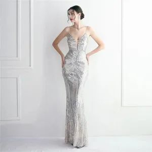 Custom Long Sequin Evening Dress Elegant Style Red Carpet Ready Chic Evening Wear - Guangzhou Panyu district south village Jinluoxuan clothing factory - China