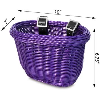 Plastic Rattan Front Handle Bar Kids Bike Basket, Water Resistant, Leather Straps - Bobai Haosen Crafts Co., Ltd. - China