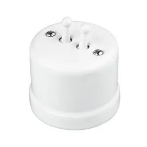 White Ceramic Toggle Light Switches for European Market Type Normal Open Size Diameter 65mm Model NO. K1-R210NM Standard EU - Fuzhou Keruida Electric Porcelain And Appliance Co., Ltd. - China