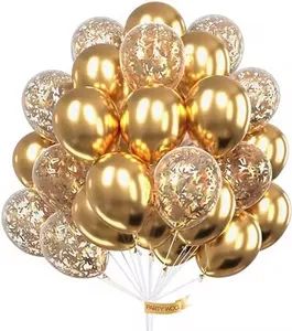 Golden Latex Square Sequin Balloon Set for Birthday Wedding Party Decoration Round Star Heart Shape Confetti Balloon - Chang'an District Huaguang Packing Material Store - China