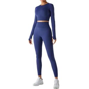 Womens Workout Sets 2 Piece - Seamless Yoga Gym Outfits Leggings and Long-Sleeve - Xiamen Arcadia-Sport Trading Co., Ltd. - China
