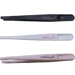 Rubber and Plastic College Mink Eyelash Tweezers Private Label Lash Extension Tweezer Eyelash Pink Tweezers - Guangzhou Lanjing Glass Products Co., Ltd. - China