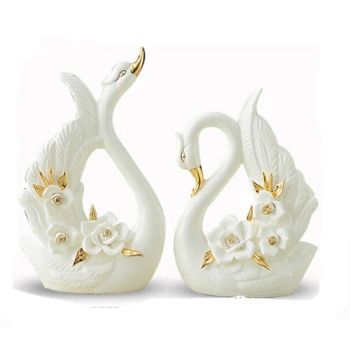 27cm 10.6inch Ceramic White Swan Couple Ornament Home Decorations Creative Wedding Gift Practical Craft - Xiamen Qlfamily Technology Co., Ltd. - China