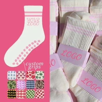 Women Custom Design Color Pack Pair Anti-Slip Grip Womens Sports & Fitness Lace Yoga Rubber Soles Pilates Socks - Zhuji Juncai Knitting Co., Ltd. - China
