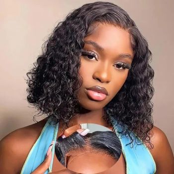 Sdd Double Drown Water Curl Virgin Raw Human Hair Wigs, Vietnamese Curly Short Bob Lace Wigs Vendor, Glueless Lace Front Wigs - Xuchang Yuanxiu Crafts Co., Ltd - China