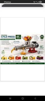 Original Cold Pressing Machines by new Invention for Organic juice - Amir - Iran