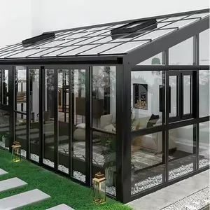 Gh02 Solarium Sunrooms Glass Houses Slant Roof Glass Sunroom Aluminum Curved Glass Sunrooms Houses - Tianjin Yamei Curtain Wall Decoration Co., Ltd. - China