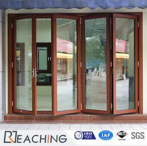 Wood Grain Aluminum Bi-Folding Door Metal Glass Door with Germany Brand - Reaching Build Co., Ltd. - China