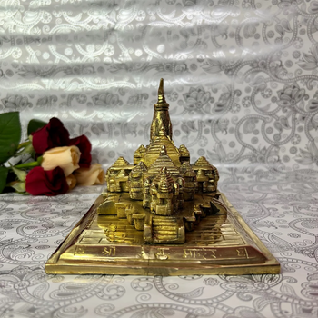 Brown Brass Ram Mandir Weight 2.65 Color Brown Height 13cm Width 13.5cm Length 17.5cm Material Brass Theme Ayodhya - Indicraft Vintage Private Limited - India