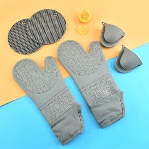 Kitchen Heat Resistance Mats, Slip-Resistant Textured Grip, Black Cooking Gloves Set - Tongxiang Goude Co., Ltd. - China