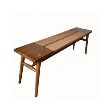 MID Century Design Brown Hotel Relaxing Chair New Rope Weaving Wooden Restaurant Benches Furniture for Patio Lobby - Foshan Artsun Furniture Co., Ltd. - China
