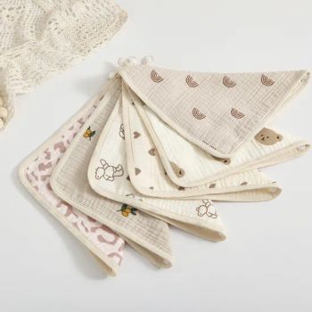 Baby Bibs with Printed Crepe Towel Model NO. BABY09 Package Customize Style South Korea Technics Yarn Dyed Age For 0-2 - Hangzhou Mosheng Textiles Co., Ltd. - China