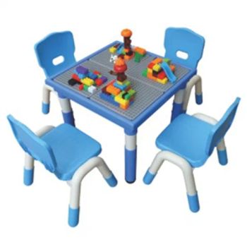 Kindergarten Kids Tables and Chairs Children's Plastic Building Blocks Blue - Wenzhou Linxi Amusement Equipment Co., Ltd. - China